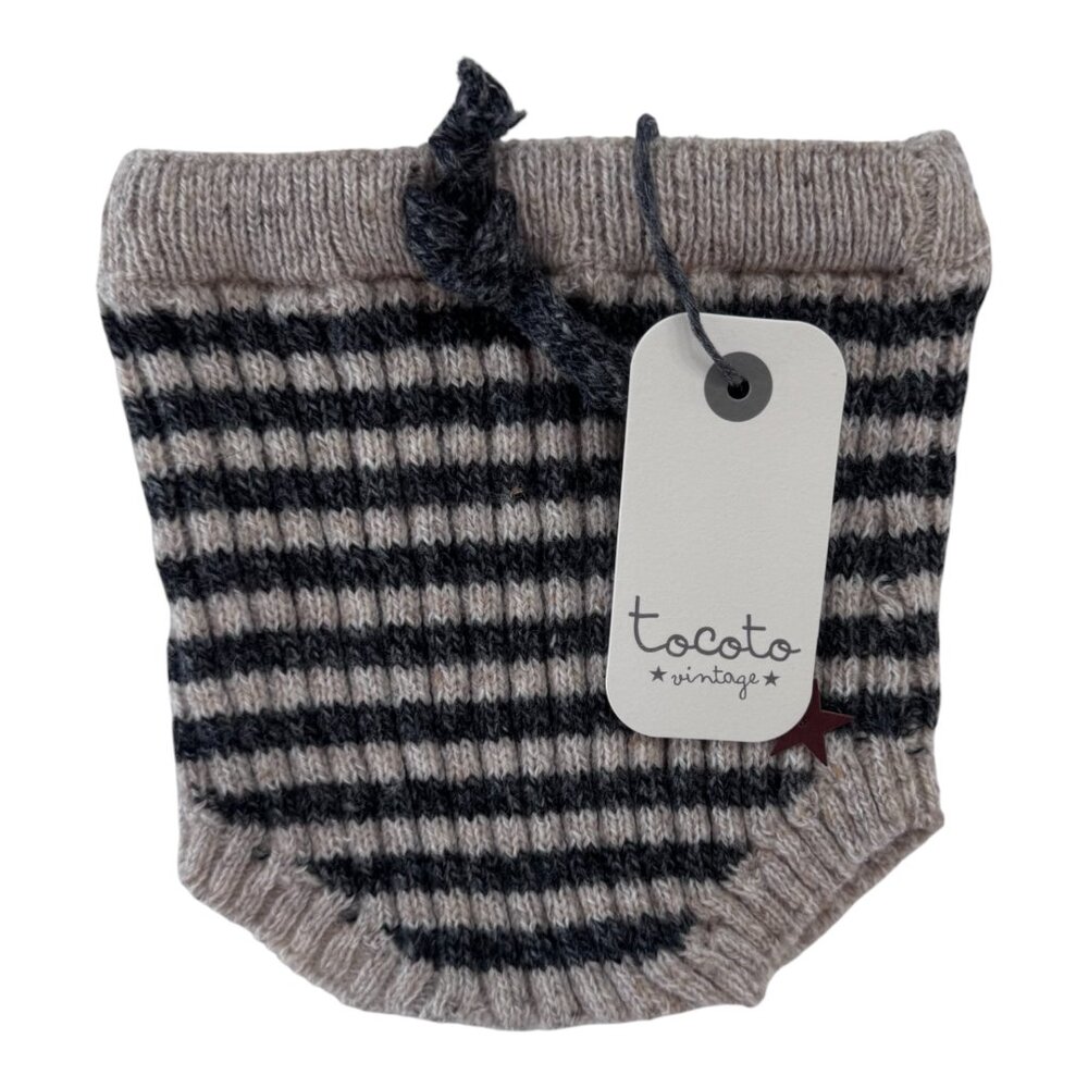 TOCOTO VINTAGE - KNITTED STRIPED BLOOMER - GREY/BEIGE - 41% WOOL - UNISEX - NWT